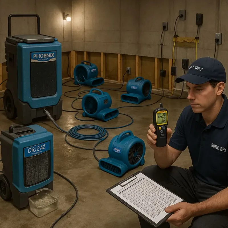 Structural Drying and Dehumidification process in Allendale, NJ